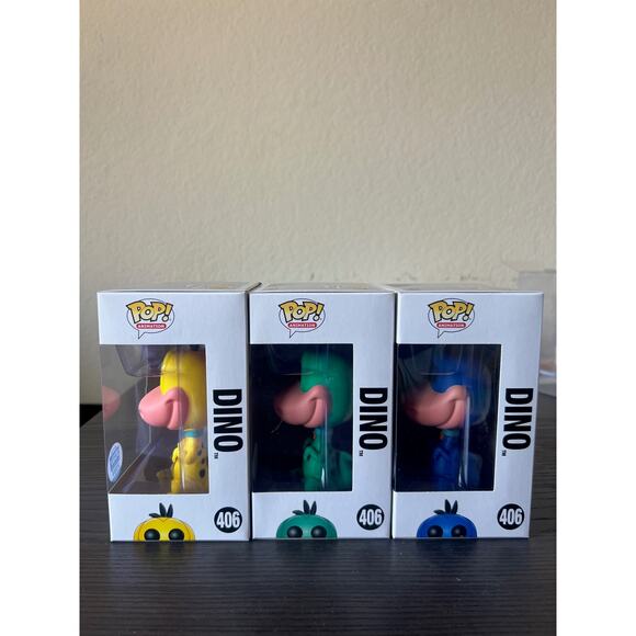 3 2500 PIECE LE VAULTED Dino Flintstones Funko Pops #406 Green Yellow Blue PCS - Picture 3 of 6